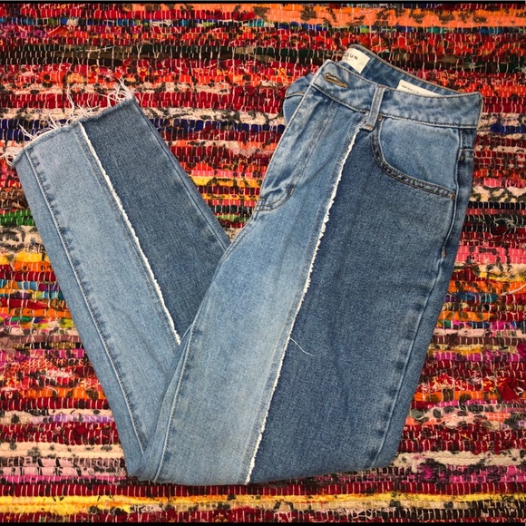 half light half dark wash jeans